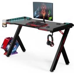 Rattantree RGB Gaming Desk, Large Gaming with Headphone Hook and Cup Holder for Laptop Office - Black - One