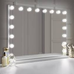 Fenchilin Hollywood Vanity Make Up Mirror with Lights 18 LED Tabletop Wall Metal White