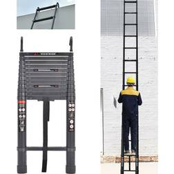 YouseaHome 5M Aluminium Ladder Telescopic Ladder with Hooks Multi-Purpose Folding Extensionable Straight Ladders Capacity 150kg/330lb