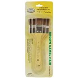 Royal & Langnickel Soft Wash Brown Camel Hair Artist Paint Brush Set Pack Of 3