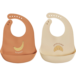 OYOY Yummy Silicone Bib 2-pack Caramel/Butter