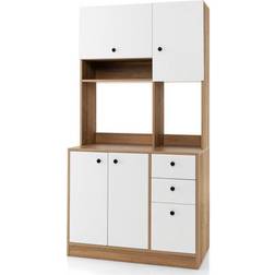 Costway Kitchen Pantry Walnut / White Storage Cabinet 37x71"