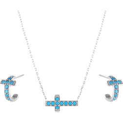 Montana Silversmiths Hold Tight Cross Jewelry Set - Silver/Blue