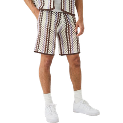 boohooMAN Relaxed Open Stitch Knitted Shorts - Ecru