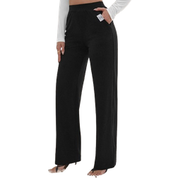 Shein Tall Slant Pocket Straight Leg Pants - Black