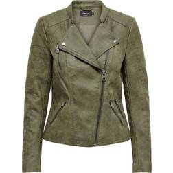 Only Ava Imitation Leather Jacket - Green/Kalamata