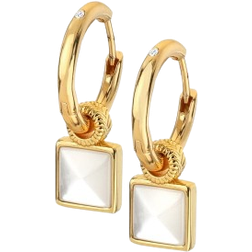 Hot Diamonds X JJ Calm Square Earrings - Gold/Mother Of Pearl/Diamonds