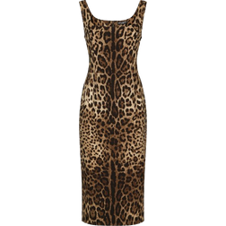 Dolce & Gabbana Leopard Print Midi Dress - Brown