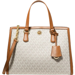 Michael Kors Chantal Medium Logo Satchel - Vanilla/Acorn