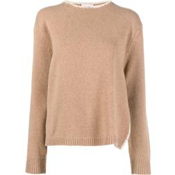 Semicouture Contrast Stitching Knitted Jumper - Light Brown