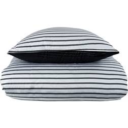 Borg Living Striped Påslakan Vit, Svart (220x140cm)