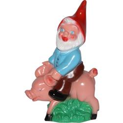 JS Gartendeko Garden Gnome on Pig Figure 32cm