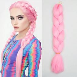 Shein Pack Of 1 Jumb Braiding Hair 24" Suitable For Women Daily Holidays And Cosplay Braided Pink Fashion