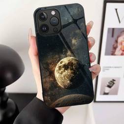 Shein 1pc Anti-Gravity Glass Case With Moon Reflection Design For Apple And Samsung Models