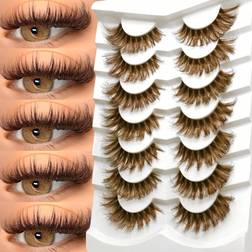 Shein Brown Faux Mink Eyelashes Clear Stem - Natural Look