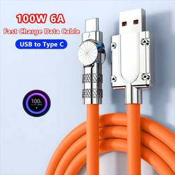 Shein 100W 6A USB-C Fast Charging Cable USB A To USB C Cable For Playing Game Liquid Silicone For Samsung Galaxy S23 S22 Xiaomi 14pro Redmi 13C Huawei OPPO