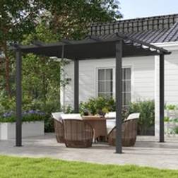 OutSunny 3 3m Aluminium Pergola with Retractable Roof, Garden Gazebo Canopy