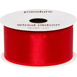 Panduro Hobby Mørkerødt satinbånd med metalkant – 38 mm bredt og 5 meter langt
