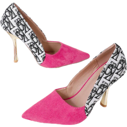 Shein Ladies' High Heels, Solid Pink/leopard Print Stiletto Single Shoes