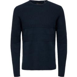 Only & Sons Niko Round Neck Knitted Sweater - Blue/Dark Navy