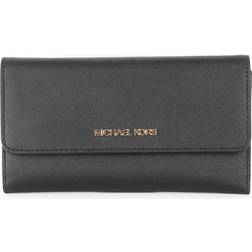 Michael Kors Jet Set Travel Crossgrain Leather Tri Fold Wallet - Black