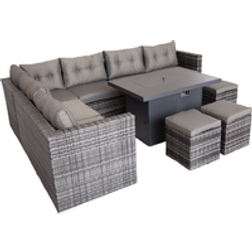 Furniture One Rattan 9 Fire Pit Outdoor Lounge Set
