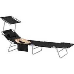 SoBuy Folding Sunlounger with Sun Shade