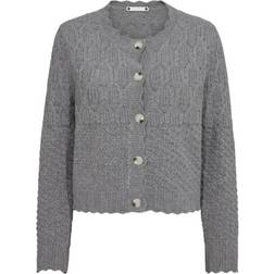 Co'Couture Pointellecc Cardigan - Light Grey Melange