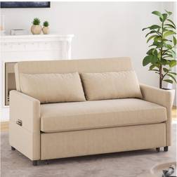 Pull Out Khaki Sofa 57.1" 2 Seater
