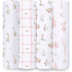 Aden + Anais Essentials Cotton Muslin-Swaddles Country Floral 4-pack