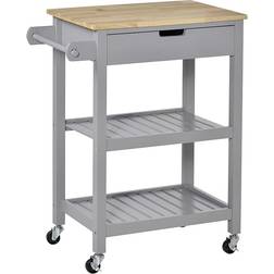 Homcom Kitchen Trolley Utility Cart Gray Trolley Table 40x66.5cm