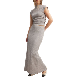 NA-KD Structured Maxi Skirt - Light Gray