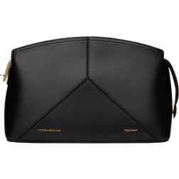 Victoria Beckham Structured & Paneled Grained Clutch - Black