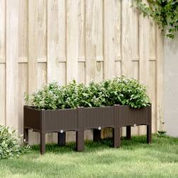 vidaXL Plantekasse Med Ben 120 x 40 x 42 cm PP Brun Højbed