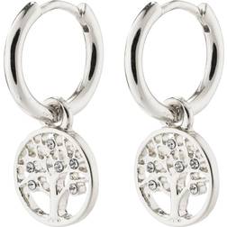 Pilgrim Iben Tree Of Life Hoop Earrings - Silver/Transparent