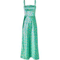 ROTATE Birger Christensen Floral Satin Midi Dress - Clematis Blue