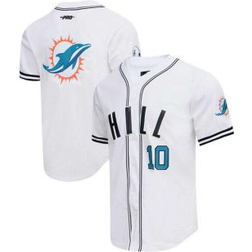 Pro Standard Men's Tyreek Hill White Miami Dolphins Mesh Baseball Button-Up T-shirt White