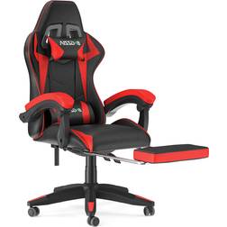 Bigzzia Ergonomic Gaming Chair with Footrest - Black/Red