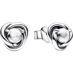 Pandora April Birthstone Eternity Circle Stud Earrings - Silver/Transparent