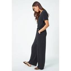 Roman Petite Linen Blend Jumpsuit Black