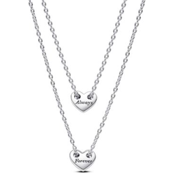 Pandora Forever & Always Splittable Heart Collier Necklaces - Silver