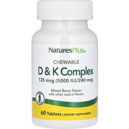 NaturesPlus Vitamin D & K Complex Chewables Mixed Berry 60 pcs