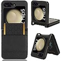 Dessen DESSEN Fodral till Samsung Galaxy Z Flip 5 Z Flip5 plånbok stil PU-läder skal telefonfodral, magnetisk stängningskonsol kortplats helsida droppe stötfångare skyddande fodral. Svart