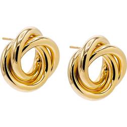 Adina Eden Solid Triple Stranded Knot Stud Earring - Gold