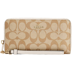 Coach Long Zip Around Wallet In Signature - Gold/Light Khaki Chalk