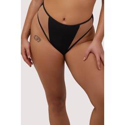Wolf & Whistle Eloise Black High-Waist High-Leg Bikini Bottoms with Nude Inserts