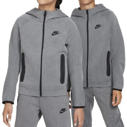 Nike Big Kid's Sportswear Tech Fleece Winterized Full-Zip Hoodie - Black/Light Smoke Grey/Black