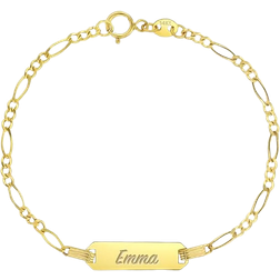 In Season Jewelry Engravable ID Figaro Bracelet - Gold