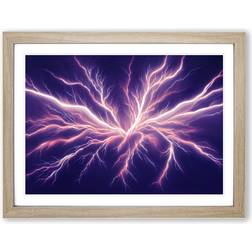 Metro Lane Tremendous Lightning Bolt Oak Framed Art 34x46cm