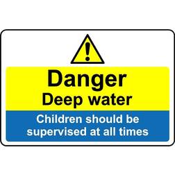 KPCM Display Ltd Danger Deep Water Children Must Be Supervised At All Times Safety 1mm Plastic Sign